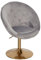 Loungesessel Samt Grau/Gold Design Drehstuhl | Clubsessel Polsterstuhl mit Rückenlehne | Drehsessel Cocktailsessel Lounge | Sessel mit Stoffbezug
