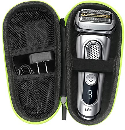 Skycase Shaver Storage Case | Men's Electric Razor Travel Organiser | Lightweight Durable Zipper Case for Shaving Kit | Compact Portable Grooming Pouch for Travel, Gym & Work - Green Zipper