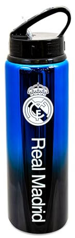 Hy-Pro Botella de aluminio UV de 750 ml con licencia oficial del Real Madrid CF | Pajita plegable integrada, acabado neocromático, a prueba de fugas, ligera, sin BPA