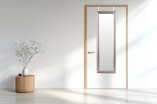 Reflex Sales 132cm x 40.5cm, Overdoor Mirror, Full Length, for Bathroom/Bedroom/Wardrobe/Interior Door - Large Vintage - Metallic Pewter