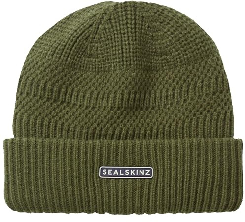 SEALSKINZ Unisex Gressenhall Waterproof Cold Weather Textured Stripe Roll Cuff Beanie Beanie Hat