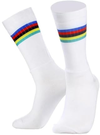 KXUIJCC Calze Pro Aero Anti Slip in Silicone Calzini da Ciclismo Uomo Bicicletta Sport che Runnano Calzini da Bici, Bianco, Taglia unica