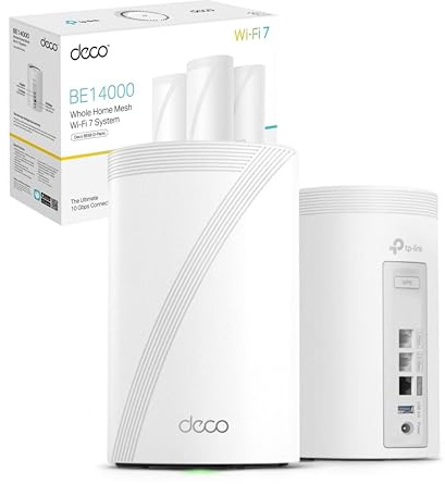 TP-Link WiFi 7 Deco BE68(2-pack) Mesh WiFi, BE14000Mbps Tri-Band, 320MHz Channels, 10Gbps Ethernet Port, Alexa, Works with Any ISP and Modem, MLO, 2 Pieces