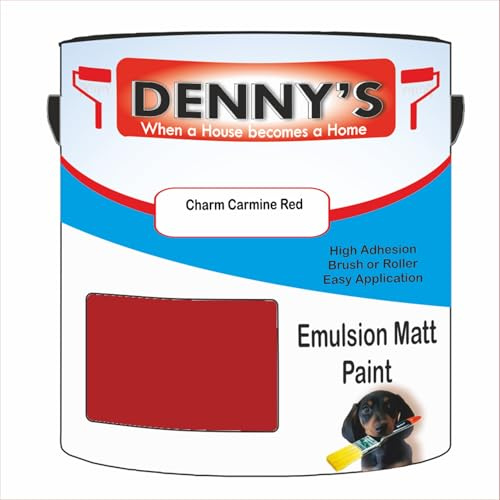 Premium Interior Wall & Ceiling Emulsion Paint – Charm Carmine Red – Rich Matt Finish, Durable & Washable, Low Odour, Ideal for Living Rooms, Bedrooms & Hallways (250ML Tin)