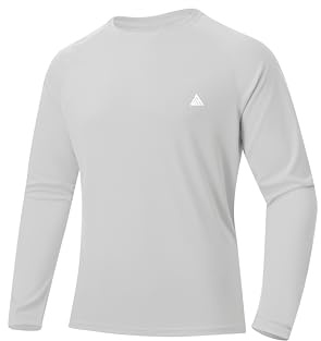 ZITY Men's UPF 50+ UV Protection Long Sleeve T-Shirt Breathable Moisture Wicking Rash Guard for Outdoor Sports Running Fishing Hiking Swimming (Grey, M)