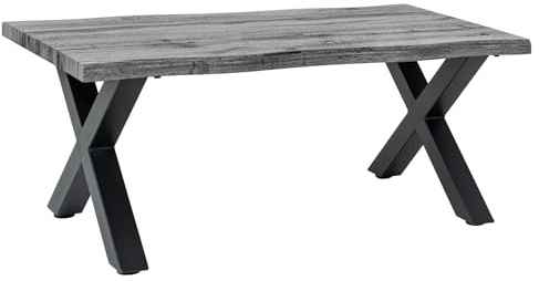 Riess Ambiente Couchtisch WILD 90cm - schwarz grau - Metall | Individuelle Maserung, 120 kg Belastbarkeit, natürliche Optik, gemütlicher Look, massive Verarbeitung, Metallgestell