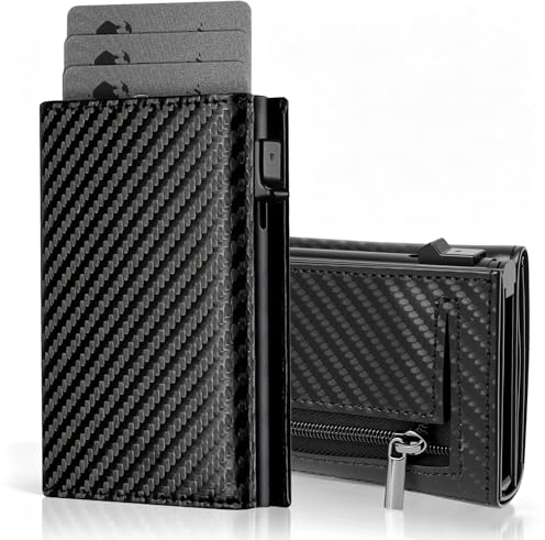 Jaxiyun Portefeuille Homme Cuir Antivol Intelligent | Portefeuilles et Porte-Cartes Slim avec Protection RFID | Fermeture Magnétique | Porte Carte et Billets avec Porte Monnaie