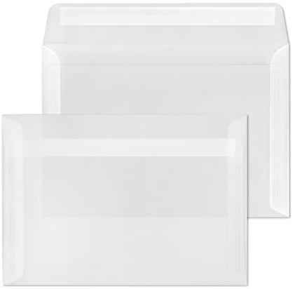 ÖKI Transparentkuvert C5, 50 Stück, Briefumschlag mit Haftstreifen, 162x229mm, 100g, weiß klar