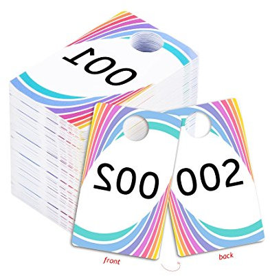 Live Sale Kunststoff-Tags, Normal- und Rückspiegel-Bildnummern, wiederverwendbare Aufhängerkarten, 100 aufeinanderfolgende Zahlen (001-100)