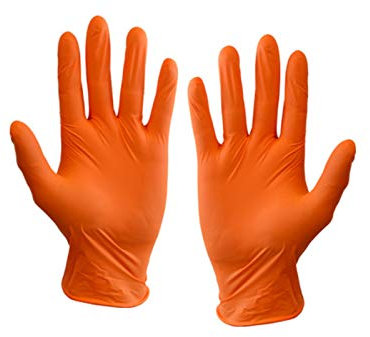 Orange Nitrile Disposable Gloves - Size Large - Comfort Fit - Latex Free/Powder Free - Mechanic Tattoo Tattooist Cleaner - 100 Pack