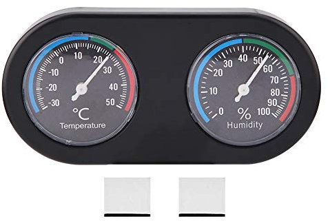 Dual Dial Reptile Thermometer Hygrometer, Mini Round Gauge for Reptile Tank, Lizard, Tortoise, Spider Enclosures, Accurate Temperature Humidity Monitoring for Pet Rearing Boxes