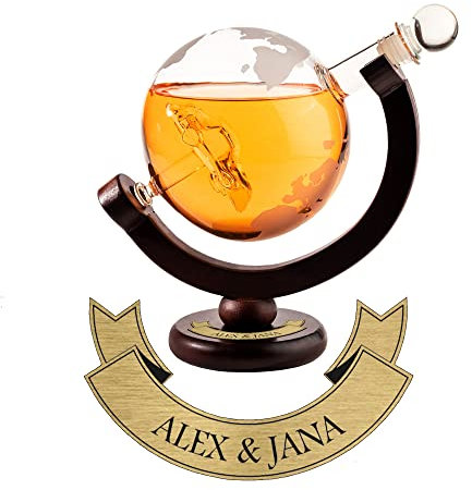 AMAVEL Caraffa Mappamondo da Whisky con Incisione Personalizzata Nome, Miniatura Automobile, Degustazione, Accessori Decorativi Cucina