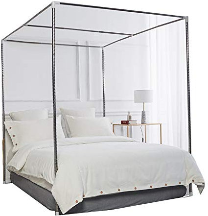 HOXMOMA Moskitonetzhalter Vier Eckbett, Edelstahl Baldachin Moskitonetz Baldachin Rahmen, Bettüberdachung, Gestell für Twin/Full/Queen/California King/King Size Bett,25mm,1.8×2.2m Bed
