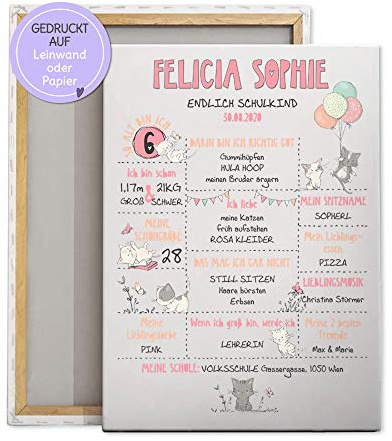Feenstaub Meilensteintafel Einschulung, Geschenk zum Schulbeginn Kindergartenstart, Einschulung Geschenk, Schulkind, personalisiertes Poster, erster Schultag, Meilenstein Einschulung, Katzen