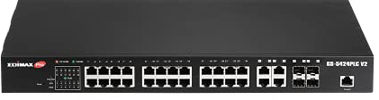 Edimax GS-5424PLC V2 - Überwachungs-VLAN 28-Port Gigabit PoE+ Web Smart Switch für Langstrecken mit 4 Gigabit RJ45/SFP-Combo-Ports