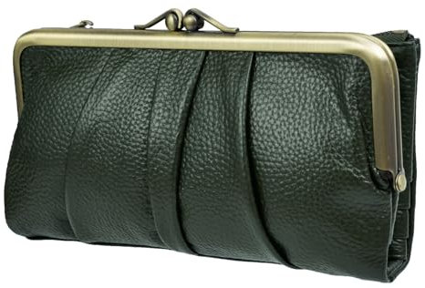 EASTNIGHTS börse aus weichem Leder für Frauen, kompakt, Bifold, RFID-Clutch-börse für Damen, Münzbörse mit ReiÃŸverschluss und Kussschloss