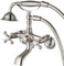 Midanya Clawfoot Robinet de baignoire en nickel brossé avec douchette à main Fixation murale 2 poignées croisées avec bec verseur Style victorien vintage téléphonique 3–9 pouces Centre réglable