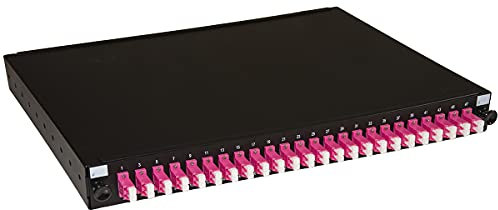 LINK Panel de Fibra óptica LK24LC4 con adaptadores LC Duplex OM4 Diseño extraíble e inclinable Color Negro Dimensiones 43 x 28 x 4,2 cm Unidad 1 para Armario Rack 19 Pulgadas