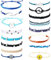 LOLIAS 16Pcs String Wave Fußkettchen Armbänder für Frauen Sommer Surfer Fußkettchen Armbänder Einstellbare wasserdichte Freundschaftsarmband Strand Geflochtenes Seil Sonnenblume Boho Armband Set