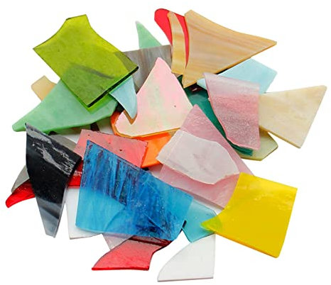 sharprepublic Morceaux De Verre Irréguliers 500g pour Bricolage, Carrelages en Verre Translucide, Carreaux De Vitrail Broyés, Couleurs Et Formes Assorties Fournitures