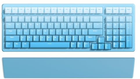 Blau Handgelenkauflage Zum Full Size Mechanische Wireless Bluetooth 5.1 Beleuchtet Gaming PC Tastatur Ergonomisch Memory Foam Faux Leder Wrist Rest Anti Skid Gummi Basis Weich Für Game Office Typing