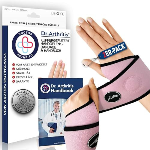 Dr. Arthritis Von Ärzten Entworfen, Ellenbogenbandage Tennisarm mit Kompression, Bandage Ellenbogen, Verstellbare Bandage, Ellenbogenschoner mit Hohem Kupfergehalt, Pink, XL