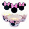Norinoya 12Sets Minnie Happy Birthday Cupcake Toppers Cupcake Wrappers Cake Decorations for Kids Girls Boys Birthday Party Supplies Baby Shower