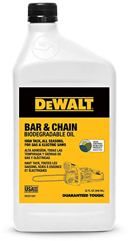 DEWALT Biodegradable Chainsaw Oil – High Performance, Non Toxic Professional Lubricant – Green, Eco-Friendly, Ultraclean, All Season Bar & Chain Lube, 32 oz (Case of 12)