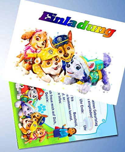 ich 10 Einladungskarten für Geburtstag Partys und Kindergeburtstag Kompatibel mit Paw Patrol Nr. 12