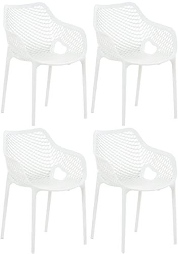 CLP XL-Bistrostühle Air I Stapelstühle Air Aus Kunststoff Mit 44 cm Sitzhöhe I Outdoor-Stühle Mit Wabenmuster, Farbe:weiß