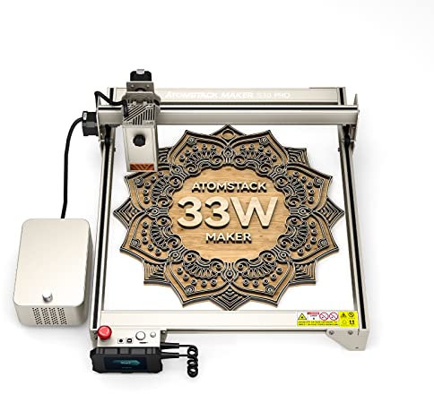 ATOMSTACK MAKER S30 PRO Laser Graviermaschine,33W Lasergravur Maschine 400 x 400 mm Gravurfläche,mit F30 PRO Air Assist System,Geeignet zum Gravieren von 304 Spiegel, Edelstahl, Holz, schwarzem Acryl