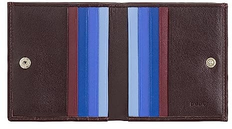 DUDU Mehrfarbiges Portemonnaie RFID in Leder mit Kartensteckfächer und Münzfach Dunkelburgundy