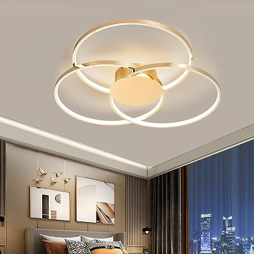 LED Deckenlampe Kreative Deckenleuchte Modern Wohnzimmer Pendelleuchte Dimmbar Esszimmer Hängelampe Mit Fernbedienung Schlafzimmer Küche Büro Lampe Innen Decken Beleuchtung (Gold, Φ-75cm)