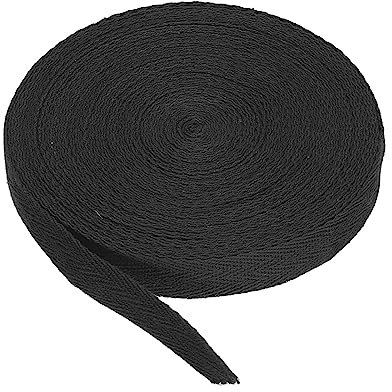 PATIKIL Baumwollband Baumwolle Gurtband 15mm x 9m, Schrägband Baumwoll Nahtband Köperband Saumband Einfassband Stoffband Webband zum Nähen für DIY Basteln Stricken Verpackungen, Schwarz