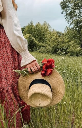 Red Floral Dress and Straw Hat in the Grass - 1500 Piece Wooden Jigsaw Puzzle - Jigsaw Family Activity Jigsaw Puzzle Game