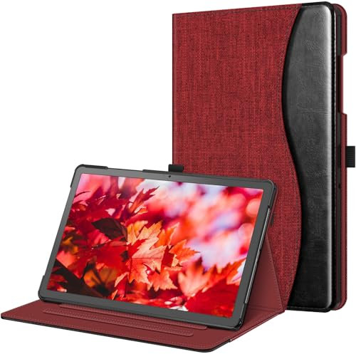 Fintie Hülle für Samsung Galaxy Tab A9 Plus 11 Zoll 2023, Multi-Winkel Folio Schutzhülle Dokumentenfach und Auto Schlaf/Wach Funktion für Tablet A9+ SM-X210/X216/X218, Weinrot