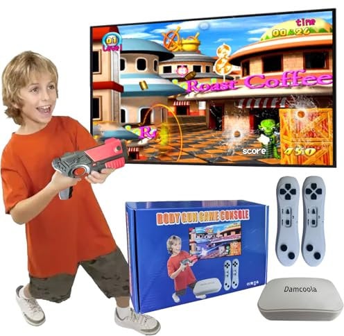 Damcoola Consola de Juegos con más de 900 Juegos, Consola de Videojuegos Retro portátil para niños y Adultos, Juego de Pistola AR, TV Plug& Play, Regalo de cumpleaños de Navidad para niños y niñas