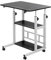 Overbed Table with Wheels, C Shaped Side Table, Industrial Sofa Side Table, Double Open Storage Shelves, Laptop Desk Tray, Portable Computer Desk (Black Brushed, 60 * 40cm)