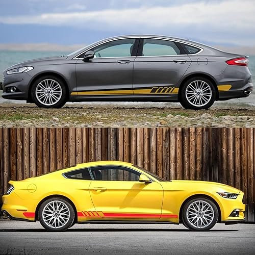 Karosserie Kofferraum Dekoration Aufkleber Taille Linien Aufkleber Tür Seitendekor Aufkleber für Ford Fiesta Mondeo,C-Red