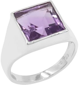 Lila Amethyst 925 Sterling Silber Ring, Ehering Herren, Geschenk für Ehemann, Siegelring Männer (67¼(21.25))