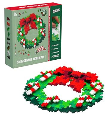Plus-Plus 3957 Geniales Konstruktionsspielzeug, Puzzle Weihnachtskranz, weihnachtliches Bausteinset, Kreativ-Bausteine für Kinder, 500 Teile