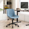 YOUNIKE Desk Chair with Wheels Armless Office Chair Swivel Rolling Task Chair with Back Upholstered Faux Leather Computer Chair Height Adjustable Office Chairs, Blue
