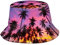 Fischerhut mit tropischer Palme, Sonnenuntergang, modische Sonnenkappe, verstaubar, Outdoor, Hawaii, Fischerhut für Damen und Herren, Palmen-002, One size