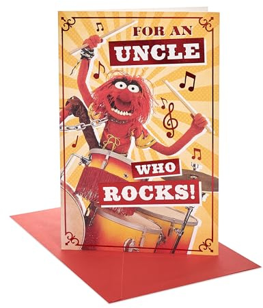 UK Greetings | Disney The Muppets Birthday Card for Uncle | Happy Birthday Gifts | Him, Boys, Men | Animal & Drums Design | With Envelope | 155 x 235 mm