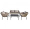 Grindi - Gartenmöbel Lounge Set, Seilgeflecht, Seilbespannung, Balkonmöbel - 4 Personen, mit Sofa, Tisch & Stühlen - beige, Paga I - wetterfest Sitzbezüge - für Garten, Balkon, Terrasse, Flache