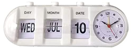 BAOFUYA Page Flip Clock, Innovative Shape Jump Desktop-Uhr, Anzeigetafel, Kalender, Flip-Wecker für Zuhause, Wohnzimmer, Schlafzimmer (White)
