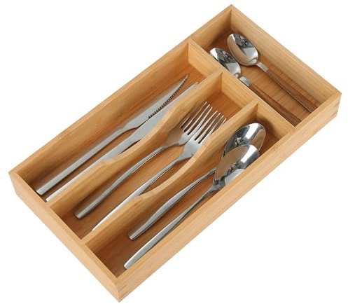 OLHAUYUAN Organizador del cajón de la Cocina de bambú, sostenedor del utensilio de Plata de 7 Pulgadas para el cajón pequeño, Organizador de Madera de los Cubiertos para los Cubiertos