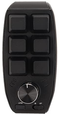 Rankomu USB Mini6 Key Keypad 6 Key Mini Keypad with Knob, Programmable Dual Mode Connection, One Hand Mechanical Keypad for Gaming, USB Mini6 Key Keypad, Black