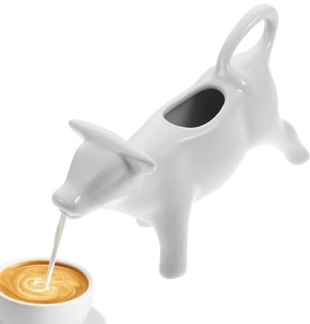 Milk Jug Cow Ceramic Milk Jug Ceramic Milk Creamer Pitcher Syrup Pitcher, White Cow Gravy Boat, Pitcher Animal Cow Shaped Serving Pitcher for Water Coffee Milk Coffee Juice