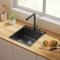 Auralum Fregadero negro 44 x 49 cm+grifo de cocina grifo de cocina extensible negro